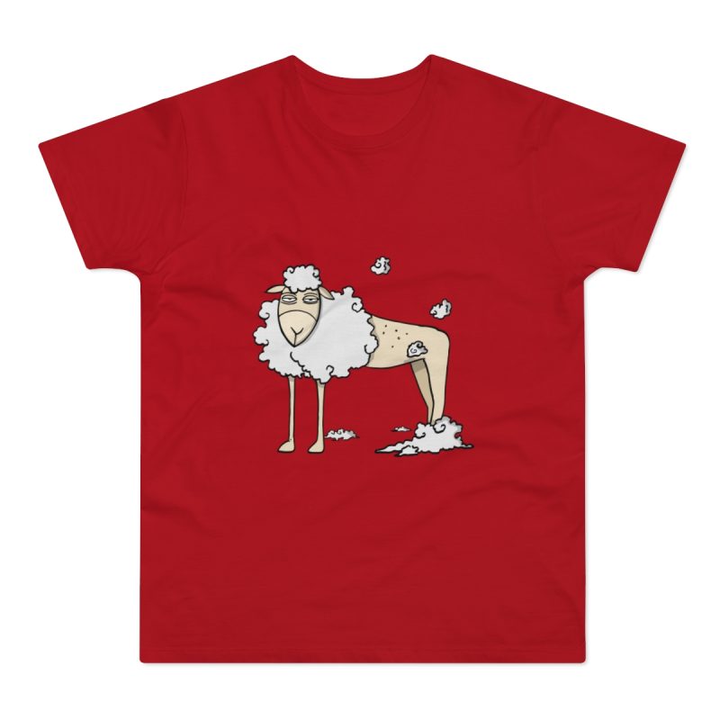 Camiseta hombre punto liso - Rojo - Camiseta Tondra: una oveja entre nubes