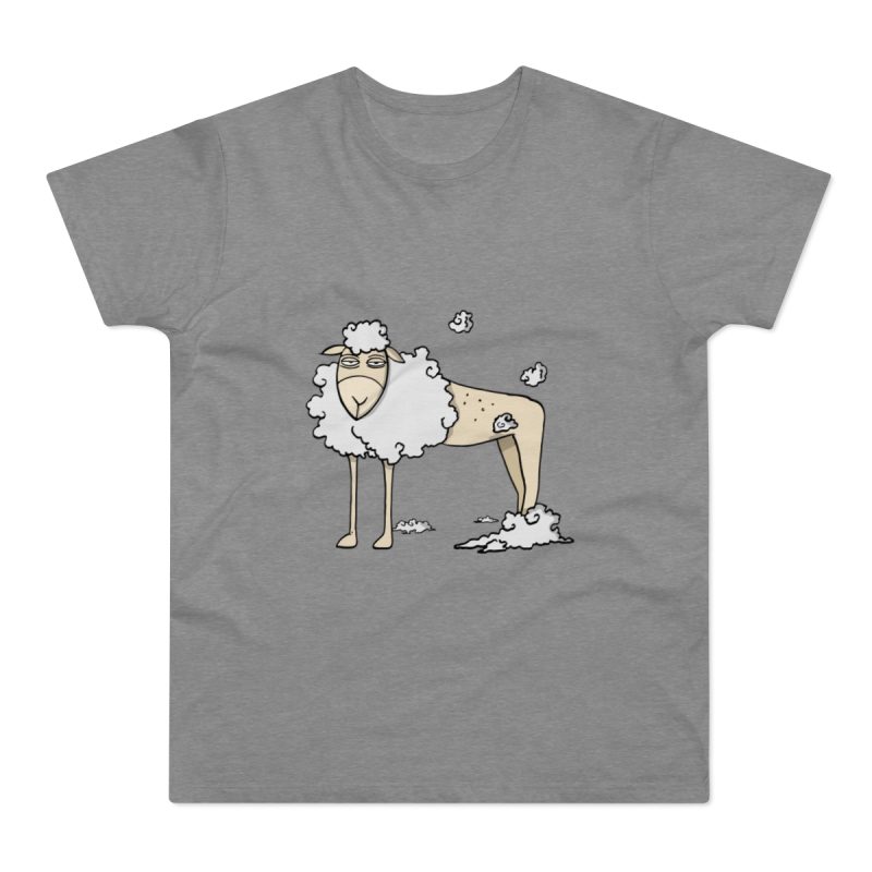 Camiseta hombre punto liso - Gris deportivo jaspeado - Camiseta Tondra: una oveja entre nubes