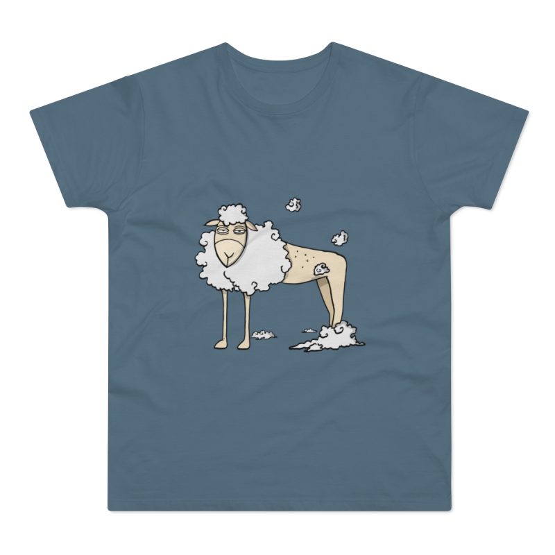 Camiseta hombre punto liso - Azul piedra - Camiseta Tondra: una oveja entre nubes