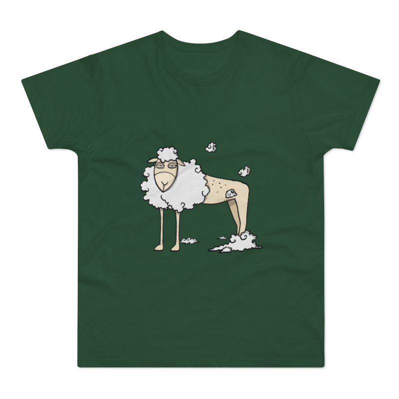 Camiseta hombre punto liso - Verde botella - Camiseta Tondra: una oveja entre nubes