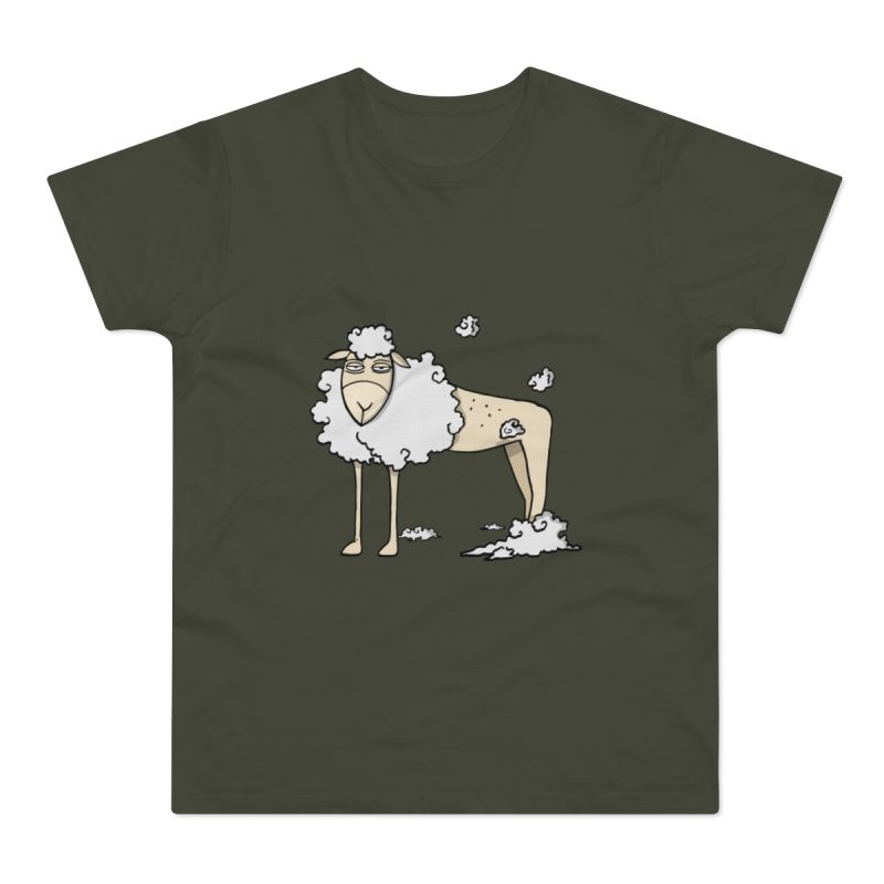 Camiseta hombre punto liso - Caqui urbano - Camiseta Tondra: una oveja entre nubes