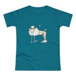 Camiseta mujer punto liso - Azul diva - Camiseta Tondra: una oveja entre nubes Camiseta mujer punto liso - Azul diva - Camiseta Tondra: una oveja entre nubes