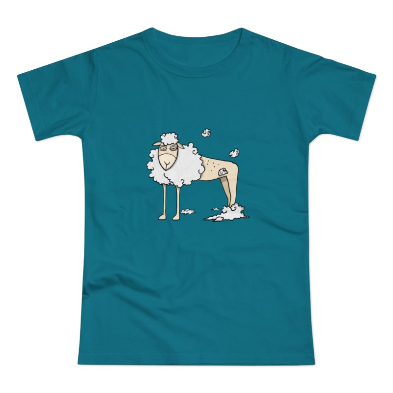Camiseta mujer punto liso - Azul diva - Camiseta Tondra: una oveja entre nubes