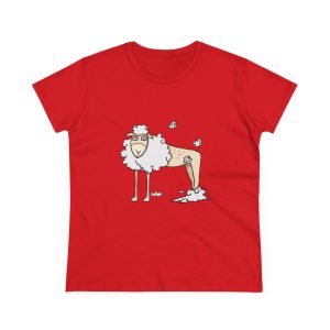 Camiseta mujer algodon medio - Rojo - Camiseta Tondra: una oveja entre nubes