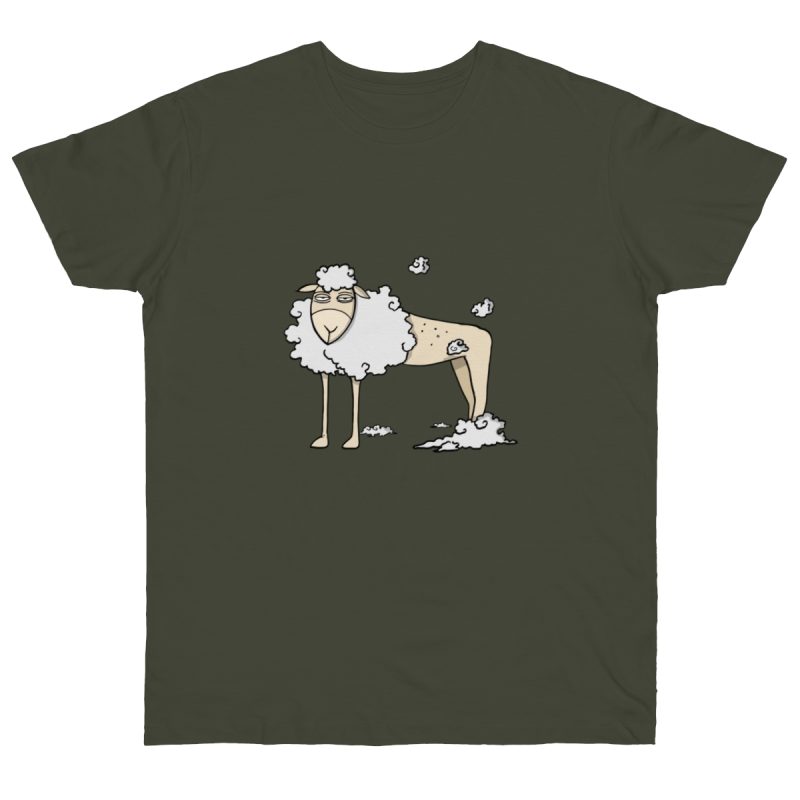 Camiseta punto liso - Caqui urbano - Camiseta Tondra: una oveja entre nubes