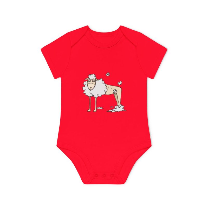 Body bebe manga corta organico - Rojo - Camiseta Tondra: una oveja entre nubes