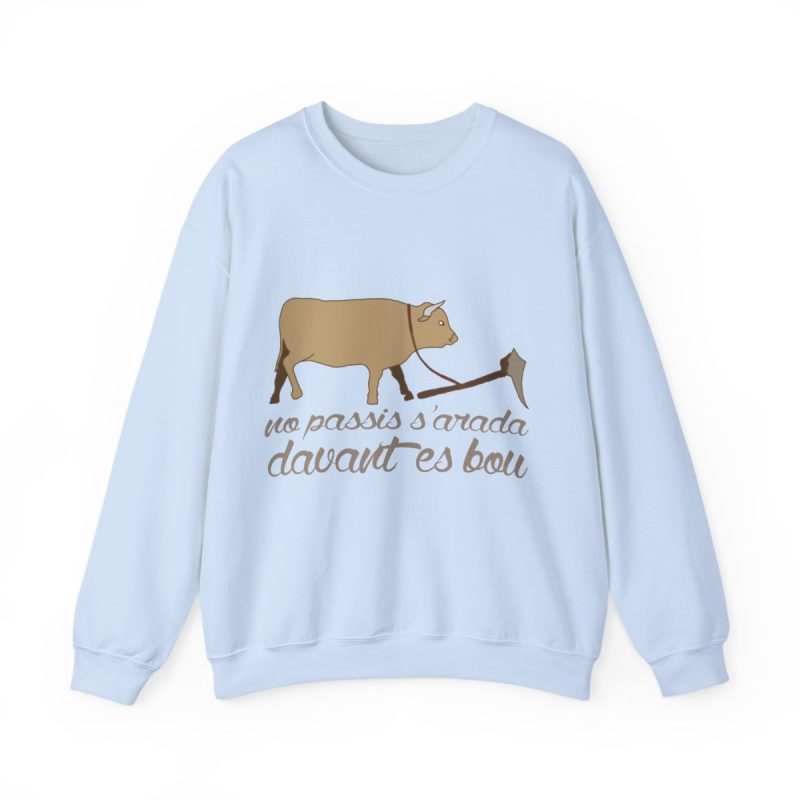 Sudadera cuello redondo - Azul claro - Camiseta «No passis s’arada davant es bou»