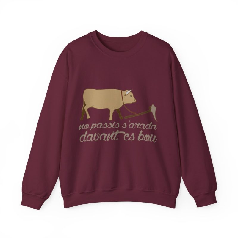 Sudadera cuello redondo - Granate - Camiseta «No passis s’arada davant es bou»