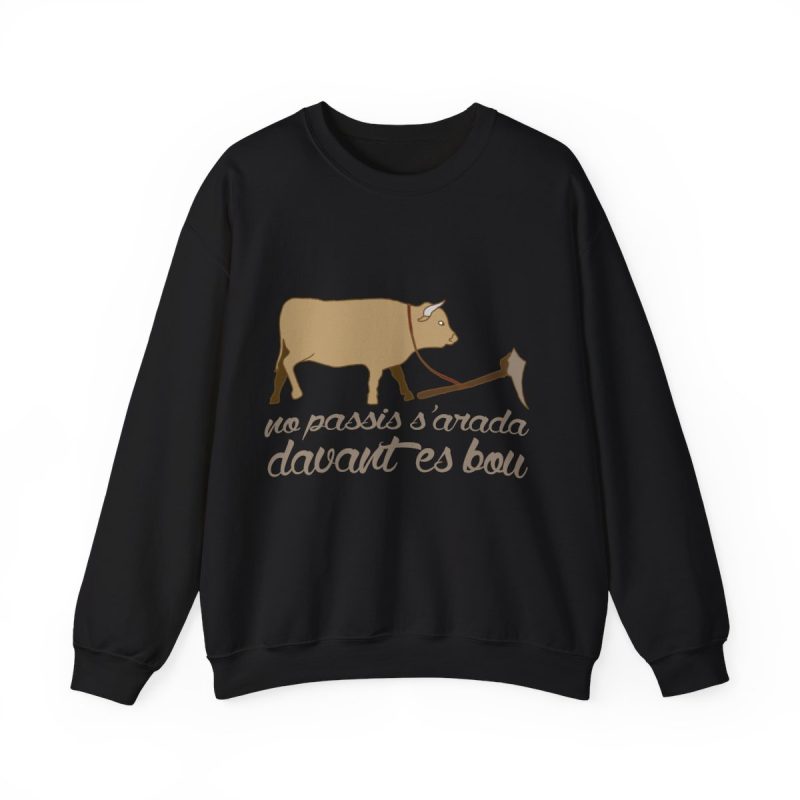 Sudadera cuello redondo - Negro - Camiseta «No passis s’arada davant es bou»