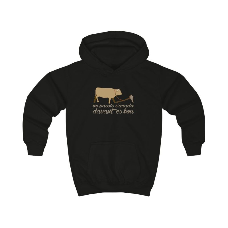Sudadera con capucha infantil - Negro azabache - Camiseta «No passis s’arada davant es bou»