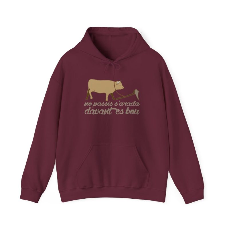 Sudadera con capucha - Granate - Camiseta «No passis s’arada davant es bou»