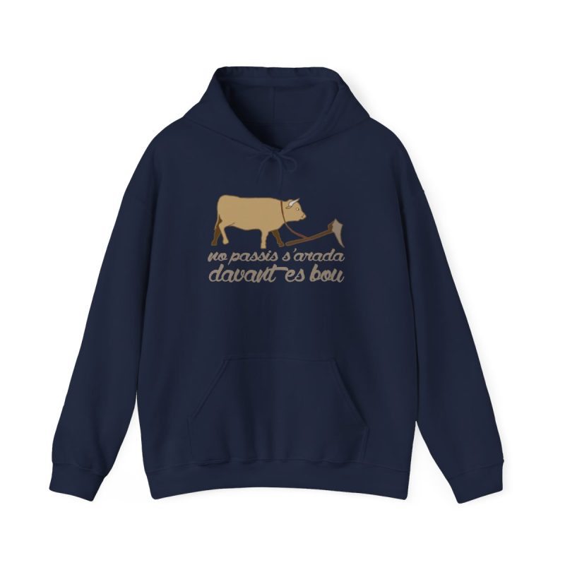 Sudadera con capucha - Azul marino - Camiseta «No passis s’arada davant es bou»