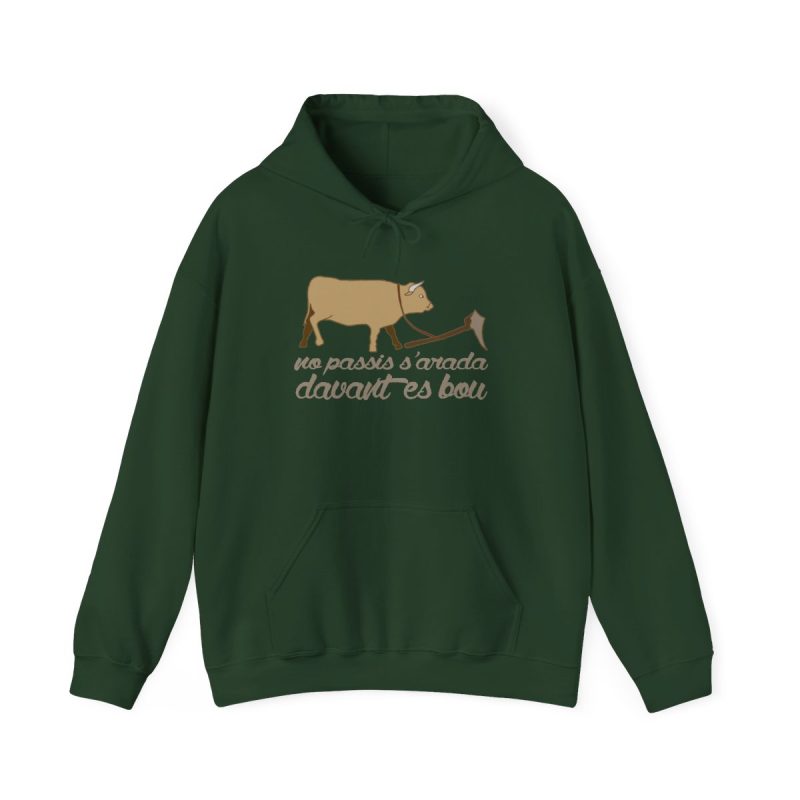 Sudadera con capucha - Verde bosque - Camiseta «No passis s’arada davant es bou»