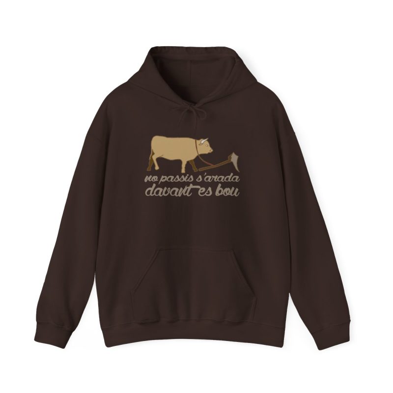 Sudadera con capucha - Marron chocolate oscuro - Camiseta «No passis s’arada davant es bou»
