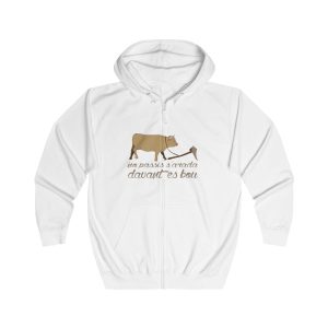 Sudadera con capucha y cremallera - Blanco artico - Camiseta «No passis s’arada davant es bou»