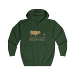 Sudadera con capucha y cremallera - Verde botella - Camiseta «No passis s’arada davant es bou»