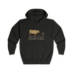 Sudadera con capucha y cremallera - Negro azabache - Camiseta «No passis s’arada davant es bou»