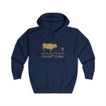 Sudadera con capucha y cremallera - Azul marino Oxford - Camiseta «No passis s’arada davant es bou»