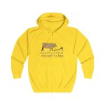 Sudadera con capucha y cremallera - Amarillo sol - Camiseta «No passis s’arada davant es bou»