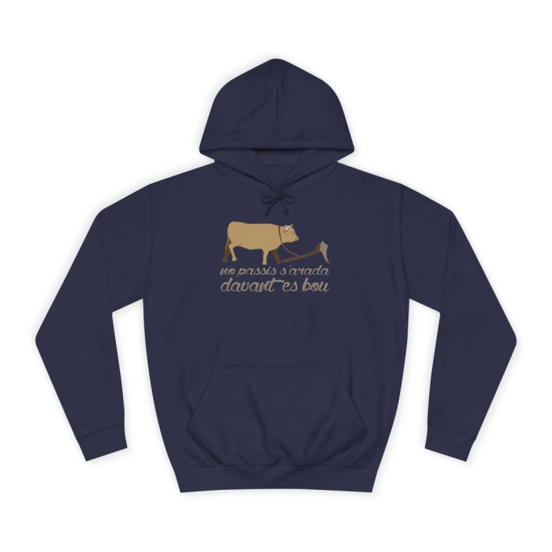 Sudadera universitaria - Azul marino Oxford - Camiseta «No passis s’arada davant es bou»