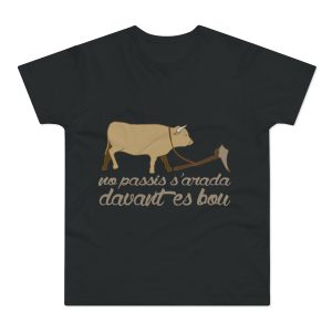 Camiseta hombre punto liso - Negro - Camiseta «No passis s’arada davant es bou»