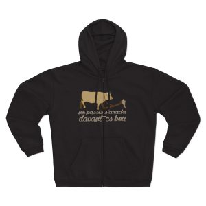 Sudadera capucha con cremallera premium - Negro - Camiseta «No passis s’arada davant es bou»