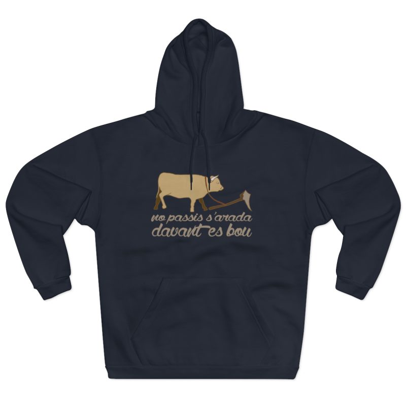 Sudadera con capucha cerrada - Azul marino - Camiseta «No passis s’arada davant es bou»