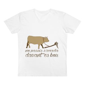 Camiseta hombre cuello de pico Presenter - Blanco - Camiseta «No passis s’arada davant es bou»
