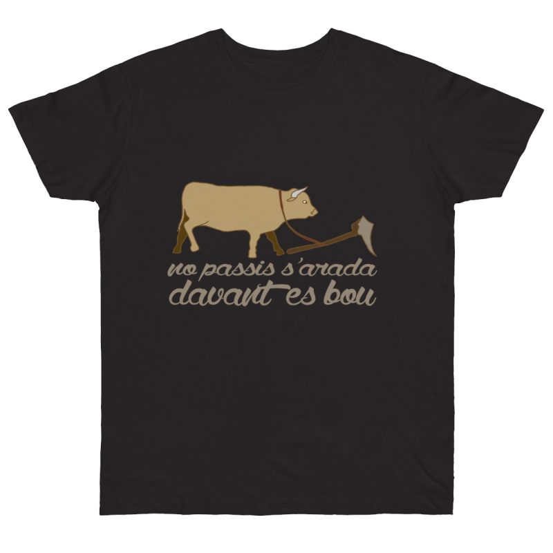 Camiseta punto liso - Negro - Camiseta «No passis s’arada davant es bou» Camiseta punto liso - Negro - Camiseta «No passis s’arada davant es bou»