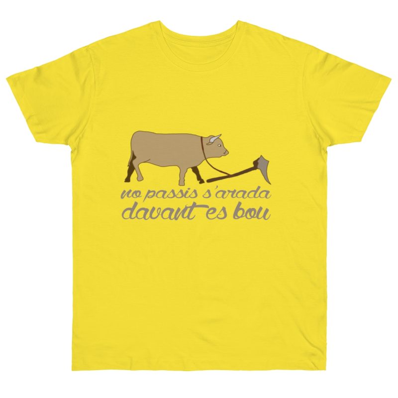 Camiseta punto liso - Amarillo solar - Camiseta «No passis s’arada davant es bou»