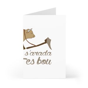 Tarjetas de felicitacion (7 uds.) - Camiseta «No passis s’arada davant es bou»