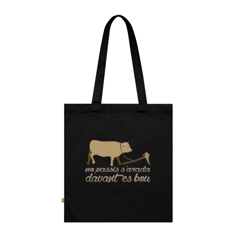 Bolsa de algodon organico - Negro - Camiseta «No passis s’arada davant es bou» Bolsa de algodon organico - Negro - Camiseta «No passis s’arada davant es bou»