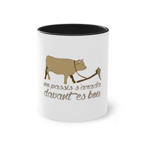 Taza bicolor - Negro - Camiseta «No passis s’arada davant es bou»