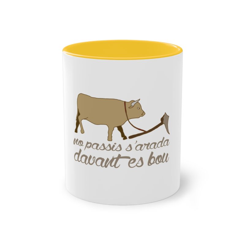 Taza bicolor - Amarillo dorado - Camiseta «No passis s’arada davant es bou»