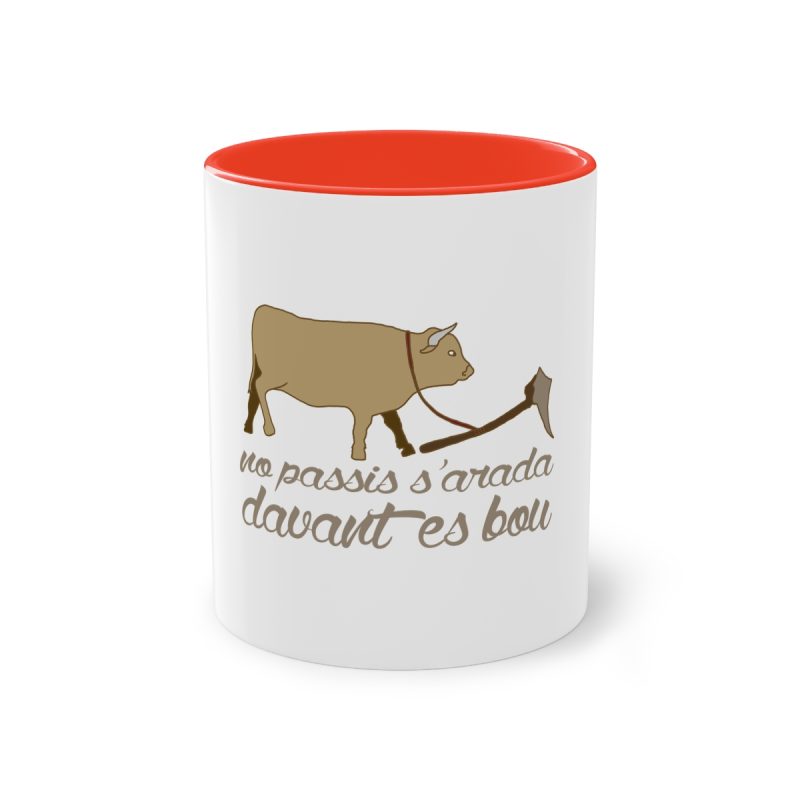 Taza bicolor - Rojo - Camiseta «No passis s’arada davant es bou»