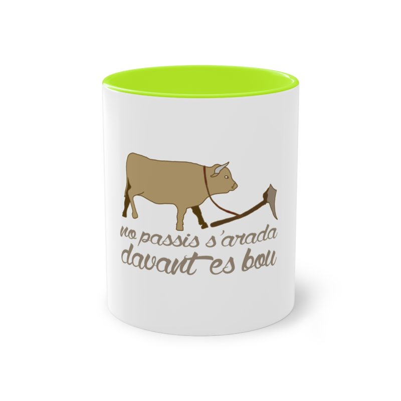 Taza bicolor - Verde claro - Camiseta «No passis s’arada davant es bou»