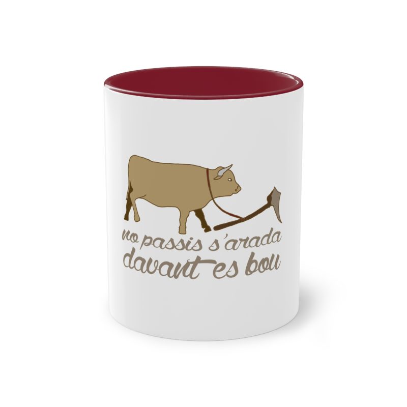 Taza bicolor - Granate - Camiseta «No passis s’arada davant es bou»