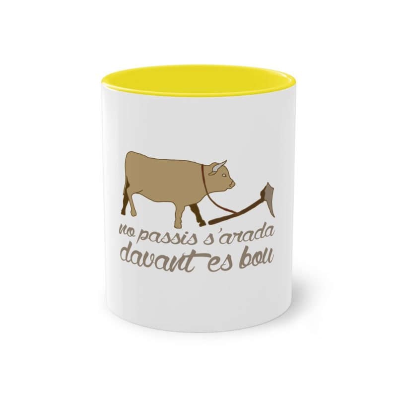 Taza bicolor - Amarillo - Camiseta «No passis s’arada davant es bou»