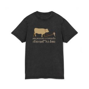 Camiseta lavado acido cuello redondo - Negro - Camiseta «No passis s’arada davant es bou»
