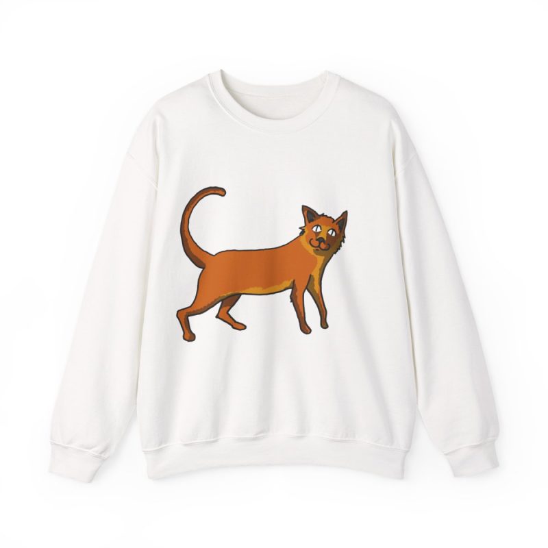 Sudadera cuello redondo - Blanco - Camiseta Moix – gato naranja de paseo