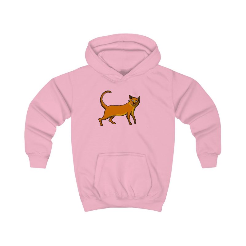 Sudadera con capucha infantil - Rosa bebe - Camiseta Moix – gato naranja de paseo
