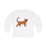 Camiseta manga larga - Blanco - Camiseta Moix – gato naranja de paseo