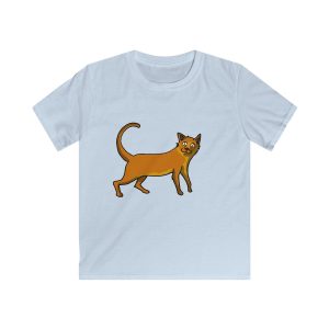 Camiseta infantil Softstyle - Azul claro - Camiseta Moix – gato naranja de paseo