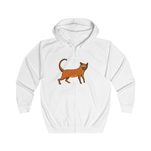 Sudadera con capucha y cremallera - Blanco artico - Camiseta Moix – gato naranja de paseo