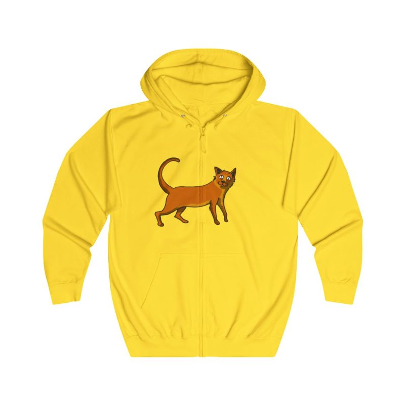 Sudadera con capucha y cremallera - Amarillo sol - Camiseta Moix – gato naranja de paseo