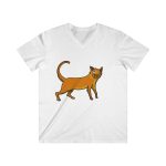 Camiseta hombre entallada cuello de pico - Blanco - Camiseta Moix – gato naranja de paseo