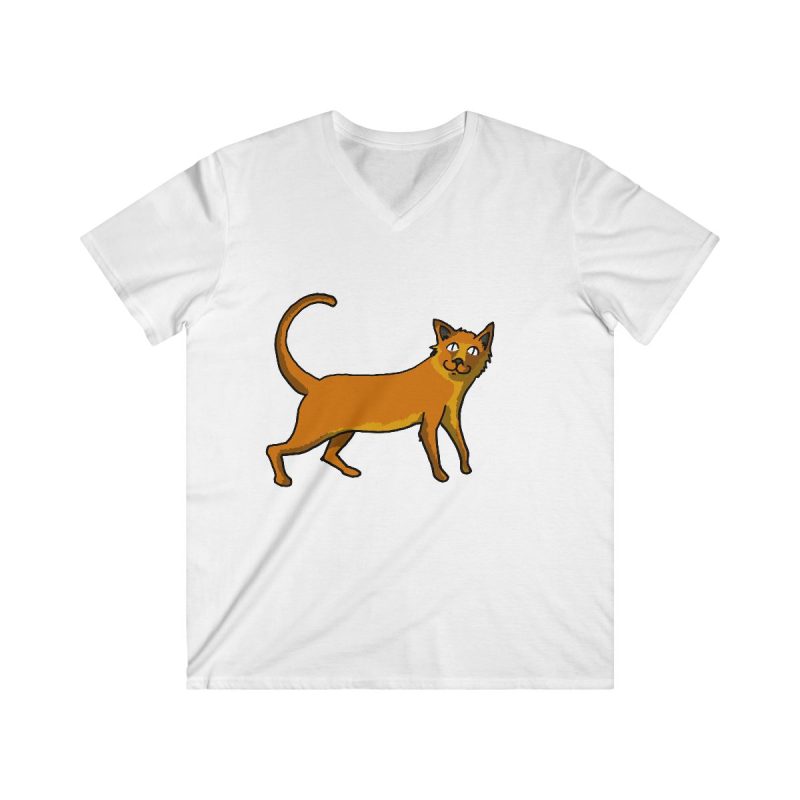 Camiseta hombre entallada cuello de pico - Blanco - Camiseta Moix – gato naranja de paseo Camiseta hombre entallada cuello de pico - Blanco - Camiseta Moix – gato naranja de paseo