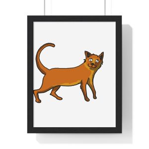 Poster enmarcado vertical - Negro - Camiseta Moix – gato naranja de paseo