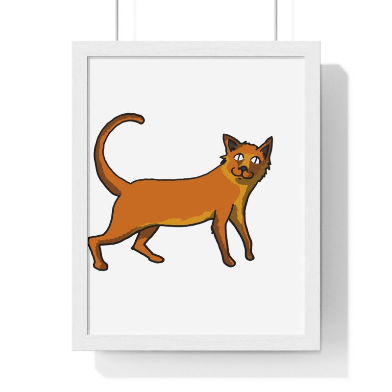 Poster enmarcado vertical - Blanco - Camiseta Moix – gato naranja de paseo
