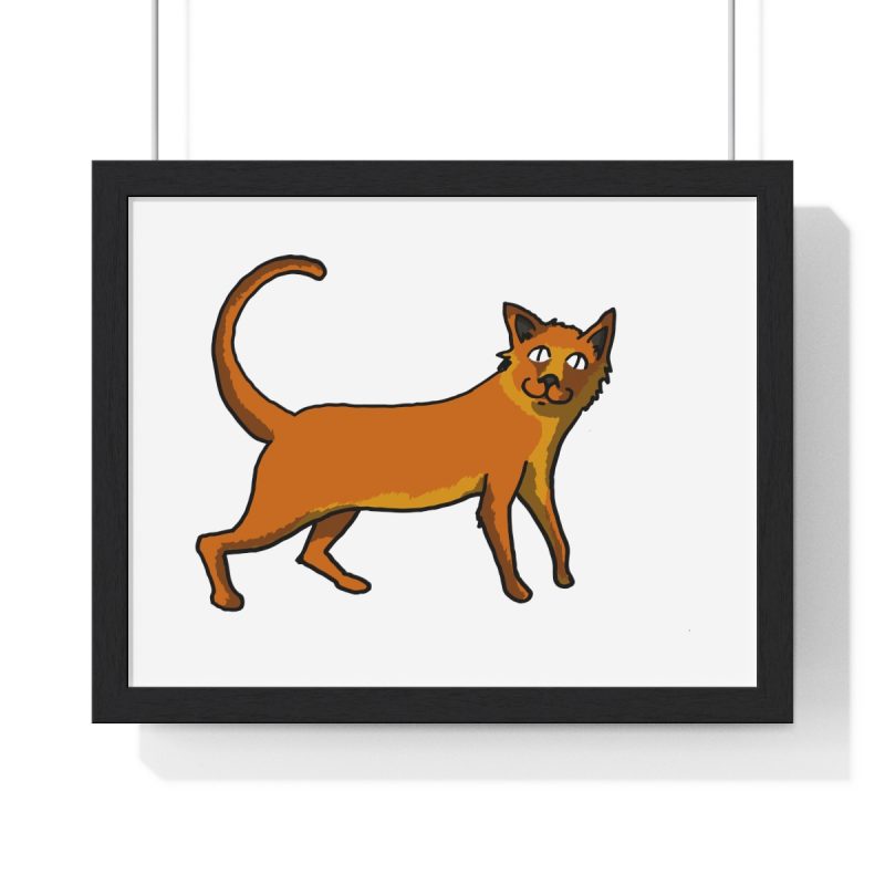 Poster enmarcado horizontal - Negro - Camiseta Moix – gato naranja de paseo Poster enmarcado horizontal - Negro - Camiseta Moix – gato naranja de paseo